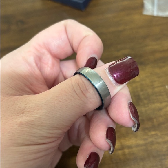 Men's Blue and Silver Ring - Picture 5 of 7